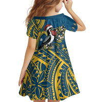 Nauru Christmas Family Matching Off The Shoulder Long Sleeve Dress and Hawaiian Shirt Frigatebird Bird Santa Tribal Waves - Polynesian Pride