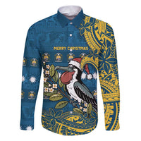 Nauru Christmas Family Matching Puletasi and Hawaiian Shirt Frigatebird Bird Santa Tribal Waves - Polynesian Pride
