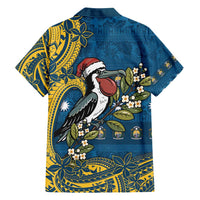 Nauru Christmas Family Matching Summer Maxi Dress and Hawaiian Shirt Frigatebird Bird Santa Tribal Waves DT05 - Polynesian Pride