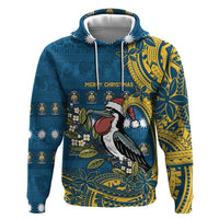 Nauru Christmas Hoodie Frigatebird Bird Santa Tribal Waves - Polynesian Pride