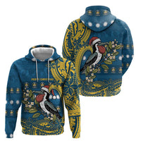 Nauru Christmas Hoodie Frigatebird Bird Santa Tribal Waves - Polynesian Pride