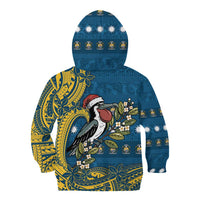 Nauru Christmas Kid Hoodie Frigatebird Bird Santa Tribal Waves - Polynesian Pride