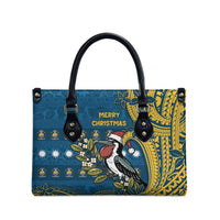 Nauru Christmas Leather Bag Frigatebird Bird Santa Tribal Waves - Polynesian Pride