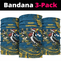 Nauru Christmas Neck Gaiter Frigatebird Bird Santa Tribal Waves - Polynesian Pride