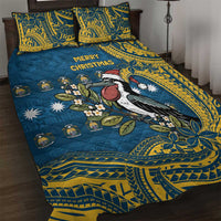 Nauru Christmas Quilt Bed Set Frigatebird Bird Santa Tribal Waves - Polynesian Pride