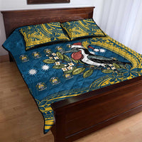 Nauru Christmas Quilt Bed Set Frigatebird Bird Santa Tribal Waves - Polynesian Pride