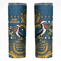Nauru Christmas Skinny Tumbler Frigatebird Bird Santa Tribal Waves - Polynesian Pride