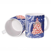 Northern Mariana Islands Christmas Ceramic Mug Seashell Xmas Tree Tribal Waves - Polynesian Pride