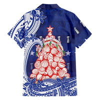 Northern Mariana Islands Christmas Family Matching Off The Shoulder Long Sleeve Dress and Hawaiian Shirt Seashell Xmas Tree Tribal Waves DT05 - Polynesian Pride