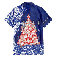 Northern Mariana Islands Christmas Family Matching Off Shoulder Maxi Dress and Hawaiian Shirt Seashell Xmas Tree Tribal Waves DT05 - Polynesian Pride