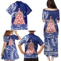 Northern Mariana Islands Christmas Family Matching Puletasi and Hawaiian Shirt Seashell Xmas Tree Tribal Waves - Polynesian Pride
