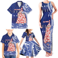 Northern Mariana Islands Christmas Family Matching Tank Maxi Dress and Hawaiian Shirt Seashell Xmas Tree Tribal Waves - Polynesian Pride