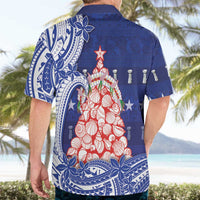 Northern Mariana Islands Christmas Hawaiian Shirt Seashell Xmas Tree Tribal Waves - Polynesian Pride
