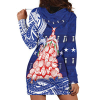 Northern Mariana Islands Christmas Hoodie Dress Seashell Xmas Tree Tribal Waves - Polynesian Pride