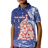 Northern Mariana Islands Christmas Kid Polo Shirt Seashell Xmas Tree Tribal Waves - Polynesian Pride