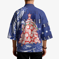 Northern Mariana Islands Christmas Kimono Seashell Xmas Tree Tribal Waves - Polynesian Pride