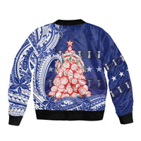 Northern Mariana Islands Christmas Sleeve Zip Bomber Jacket Seashell Xmas Tree Tribal Waves - Polynesian Pride