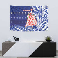 Northern Mariana Islands Christmas Tapestry Seashell Xmas Tree Tribal Waves - Polynesian Pride