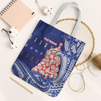 Northern Mariana Islands Christmas Tote Bag Seashell Xmas Tree Tribal Waves - Polynesian Pride