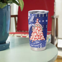 Northern Mariana Islands Christmas Tumbler Cup Seashell Xmas Tree Tribal Waves - Polynesian Pride