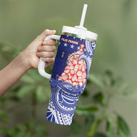 Northern Mariana Islands Christmas Tumbler With Handle Seashell Xmas Tree Tribal Waves - Polynesian Pride