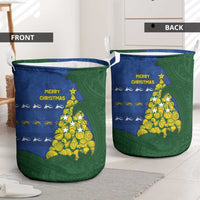 Solomon Islands Christmas Laundry Basket Seashell Xmas Tree Tribal Waves - Polynesian Pride