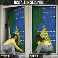 Solomon Islands Christmas Door Cover Seashell Xmas Tree Tribal Waves - Polynesian Pride