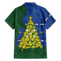Solomon Islands Christmas Family Matching Short Sleeve Bodycon Dress and Hawaiian Shirt Seashell Xmas Tree Tribal Waves DT05 - Polynesian Pride