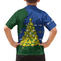 Solomon Islands Christmas Family Matching Summer Maxi Dress and Hawaiian Shirt Seashell Xmas Tree Tribal Waves DT05 - Polynesian Pride