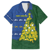 Solomon Islands Christmas Hawaiian Shirt Seashell Xmas Tree Tribal Waves - Polynesian Pride