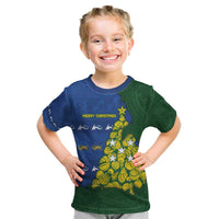 Solomon Islands Christmas Kid T Shirt Seashell Xmas Tree Tribal Waves - Polynesian Pride