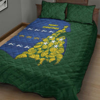 Solomon Islands Christmas Quilt Bed Set Seashell Xmas Tree Tribal Waves - Polynesian Pride