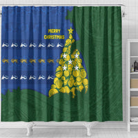 Solomon Islands Christmas Shower Curtain Seashell Xmas Tree Tribal Waves - Polynesian Pride