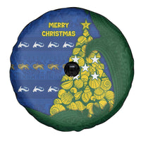 Solomon Islands Christmas Spare Tire Cover Seashell Xmas Tree Tribal Waves - Polynesian Pride