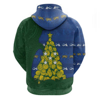 Solomon Islands Christmas Zip Hoodie Seashell Xmas Tree Tribal Waves - Polynesian Pride