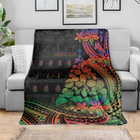 New Caledonia Christmas Blanket Seashell Xmas Tree Tribal Waves - Polynesian Pride