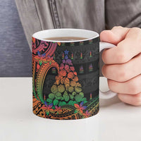 New Caledonia Christmas Ceramic Mug Seashell Xmas Tree Tribal Waves - Polynesian Pride