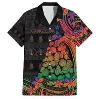 New Caledonia Christmas Family Matching Off The Shoulder Long Sleeve Dress and Hawaiian Shirt Seashell Xmas Tree Tribal Waves DT05 Dad's Shirt - Short Sleeve Black - Polynesian Pride