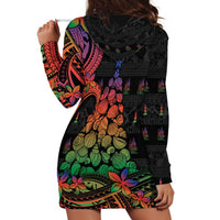 New Caledonia Christmas Hoodie Dress Seashell Xmas Tree Tribal Waves - Polynesian Pride
