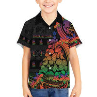New Caledonia Christmas Kid Hawaiian Shirt Seashell Xmas Tree Tribal Waves - Polynesian Pride