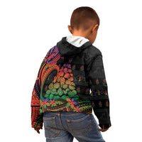 New Caledonia Christmas Kid Hoodie Seashell Xmas Tree Tribal Waves - Polynesian Pride