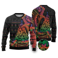 New Caledonia Christmas Ugly Christmas Sweater Seashell Xmas Tree Tribal Waves - Polynesian Pride