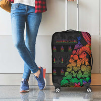 New Caledonia Christmas Luggage Cover Seashell Xmas Tree Tribal Waves - Polynesian Pride