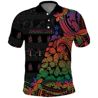 New Caledonia Christmas Polo Shirt Seashell Xmas Tree Tribal Waves - Polynesian Pride
