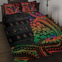 New Caledonia Christmas Quilt Bed Set Seashell Xmas Tree Tribal Waves - Polynesian Pride