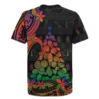 New Caledonia Christmas Rugby Jersey Seashell Xmas Tree Tribal Waves - Polynesian Pride