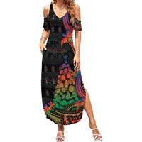 New Caledonia Christmas Summer Maxi Dress Seashell Xmas Tree Tribal Waves - Polynesian Pride