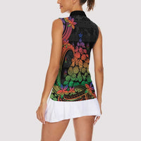 New Caledonia Christmas Women Sleeveless Polo Shirt Seashell Xmas Tree Tribal Waves - Polynesian Pride
