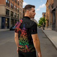 New Caledonia Christmas Zipper Polo Shirt Seashell Xmas Tree Tribal Waves - Polynesian Pride