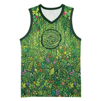 Polynesia Mother Nature Basketball Jersey Glowing Heart Spiral Tropical Vine Floral